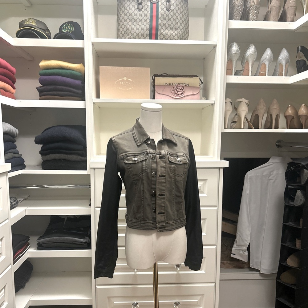 Bedo Denim Jacket with faux leather sleeves